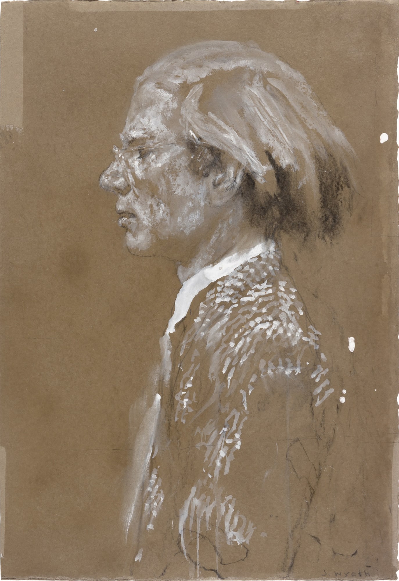 Jamie Wyeth, a.w.: life size left profile, seersucker, c. 1976