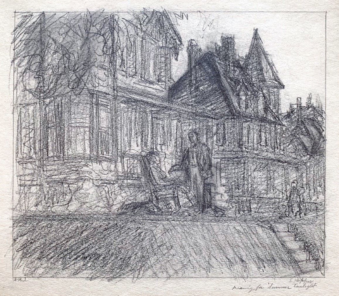 Edward Hopper, Drawing for "Summer Twilight", c. 1920