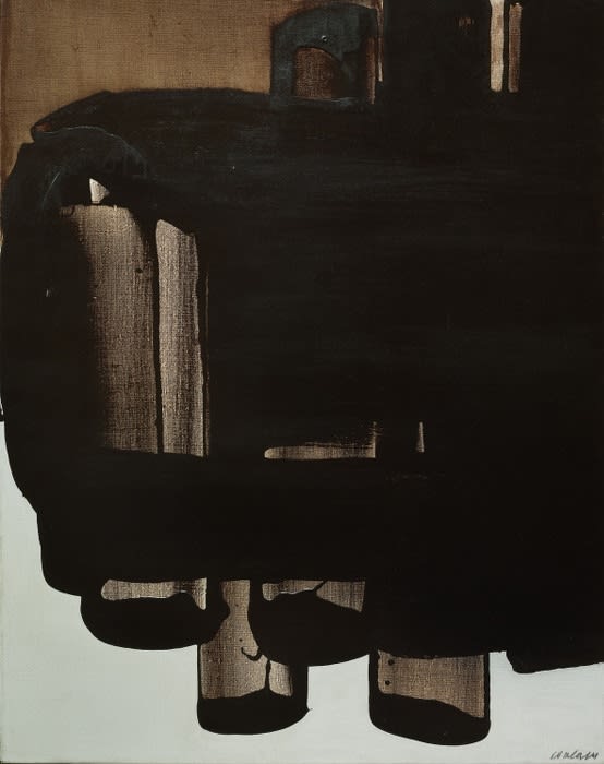 Pierre Soulages Sans titre brou de noix, liant acrylo-vinylique sur toile 92 x 73 cm