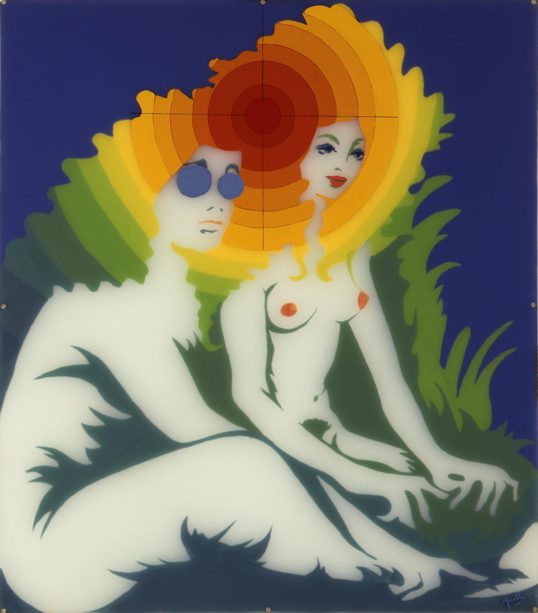 Evelyne Axell La Cible émail sur plexiglas 97 x 84,5 cm 38 1/4 by 33 1/4 in.