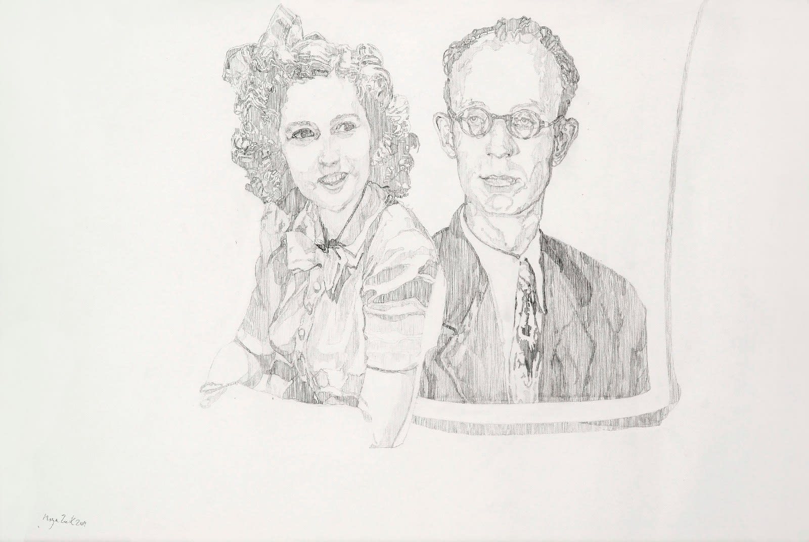 Maya Zack Couple mine de plomb sur papier 41 x 58,5 cm