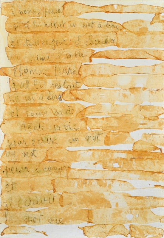 Gil Joseph Wolman Sans titre (L'homme pensa qu'il lui restait un mot à dire) art scotch sur toile 55 x 38 cm