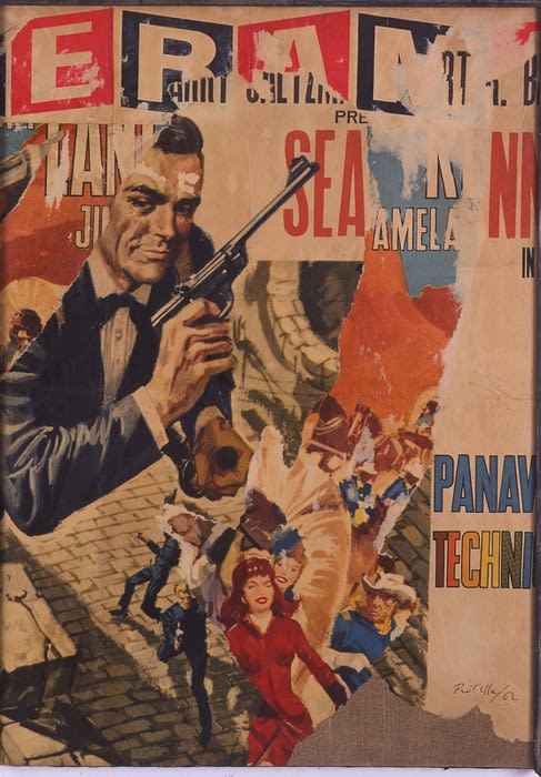 Mimmo Rotella James Bond affiches lacérées marouflées sur toile 63 x 45,5 cm