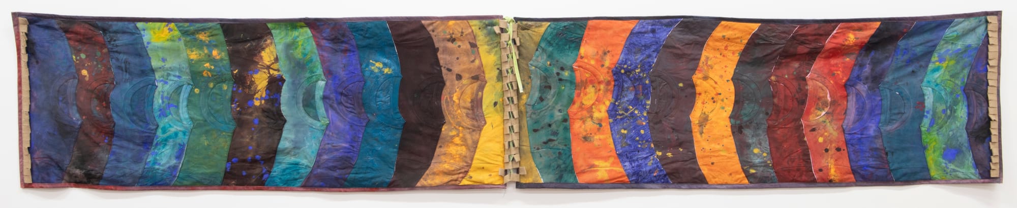 Jordan Gogos Mirror Image, My Tees, 2024 cotton & hessian with Greek & Australian made acrylic & fabric paints 350 x 63 cm