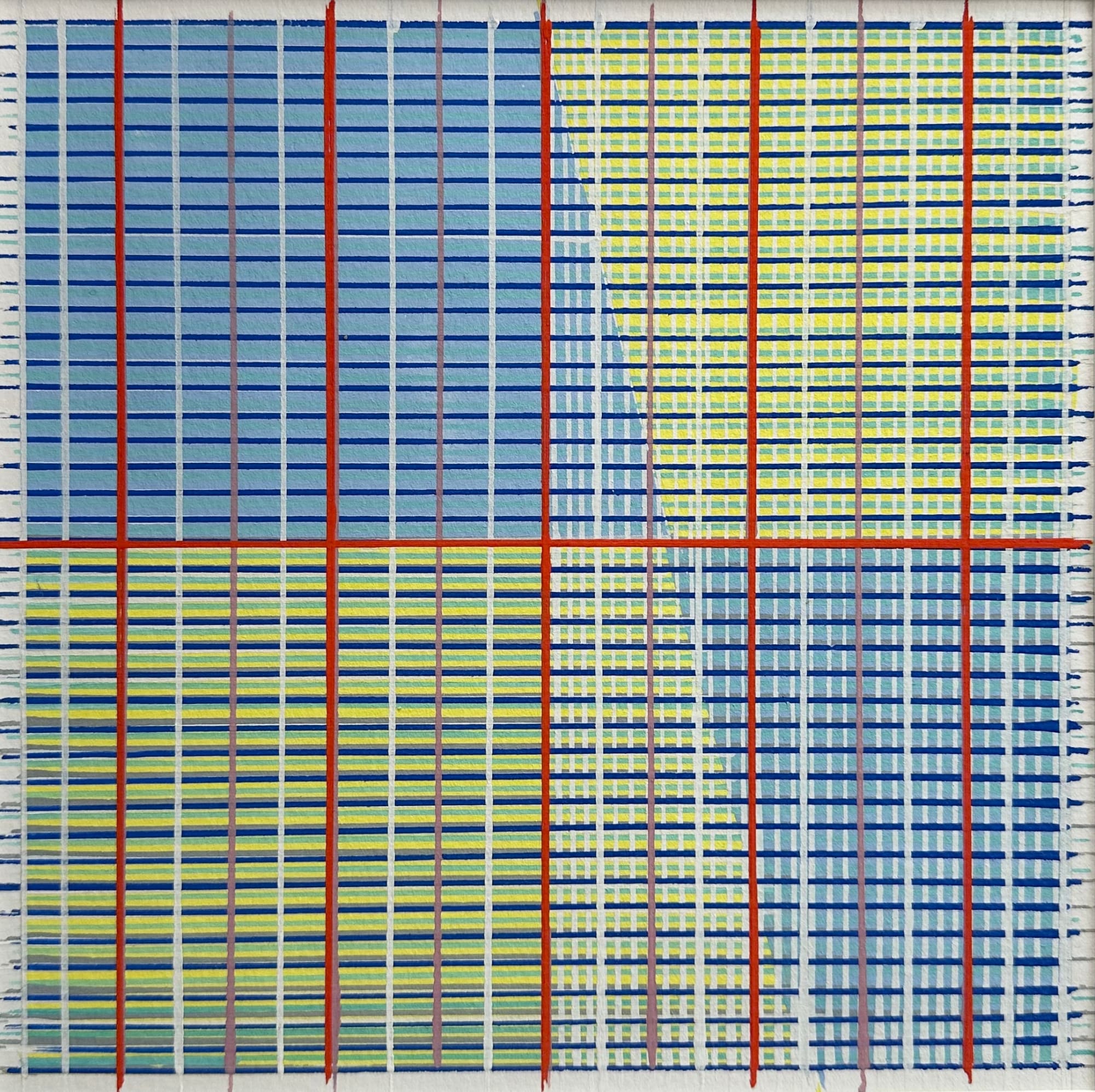 Helen Ireland, Grid Series - Cobalt Turquoise / Cadmium Scarlet, 2018