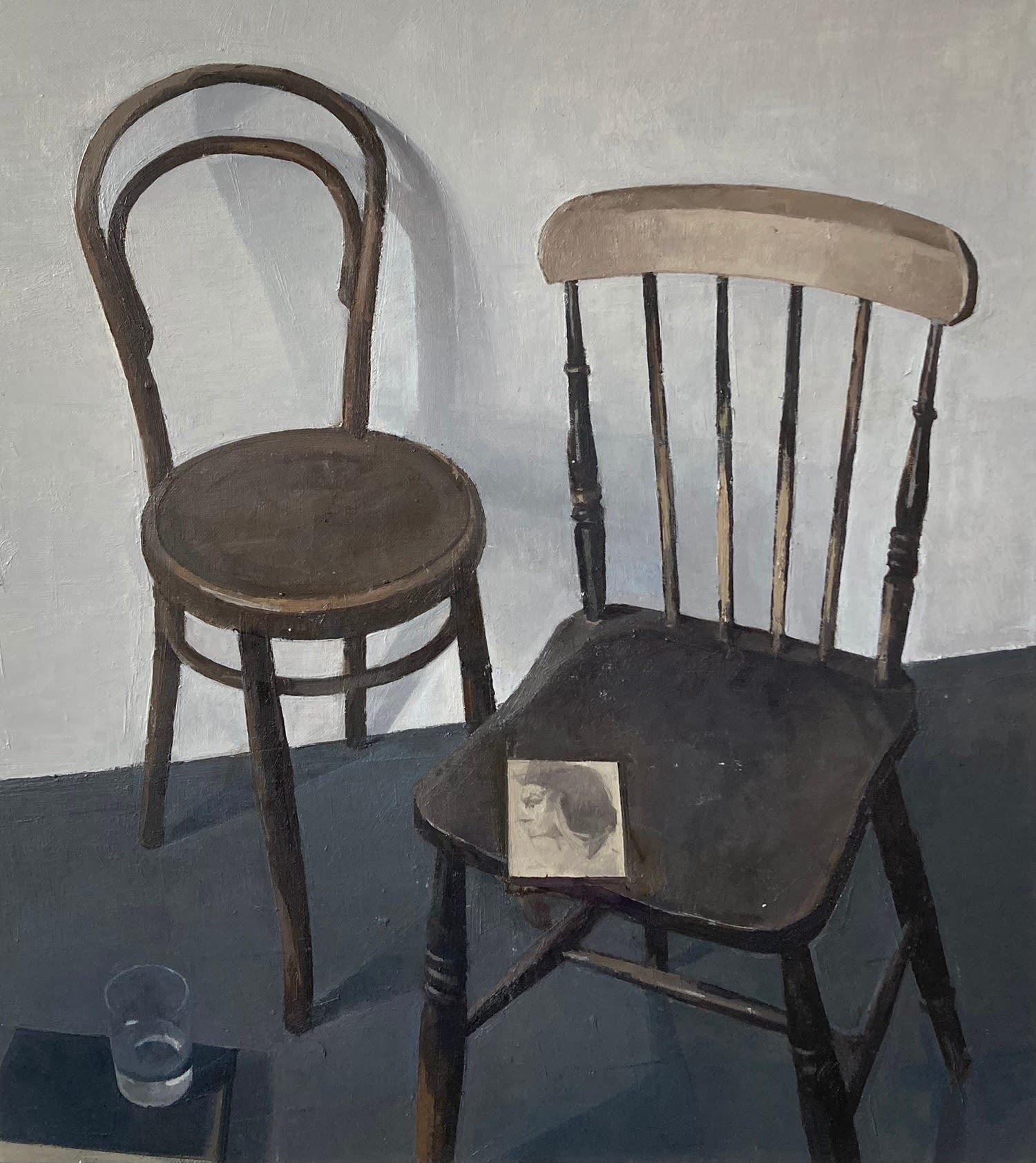 Jason Line, Two Chairs and a Michelangelo Postcard, 2023