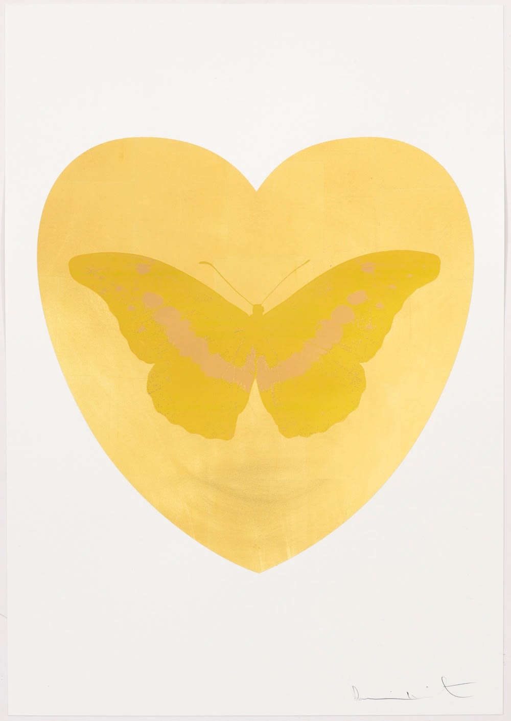 Damien Hirst, I Love You - gold leaf, oriental gold, cool gold, 2015