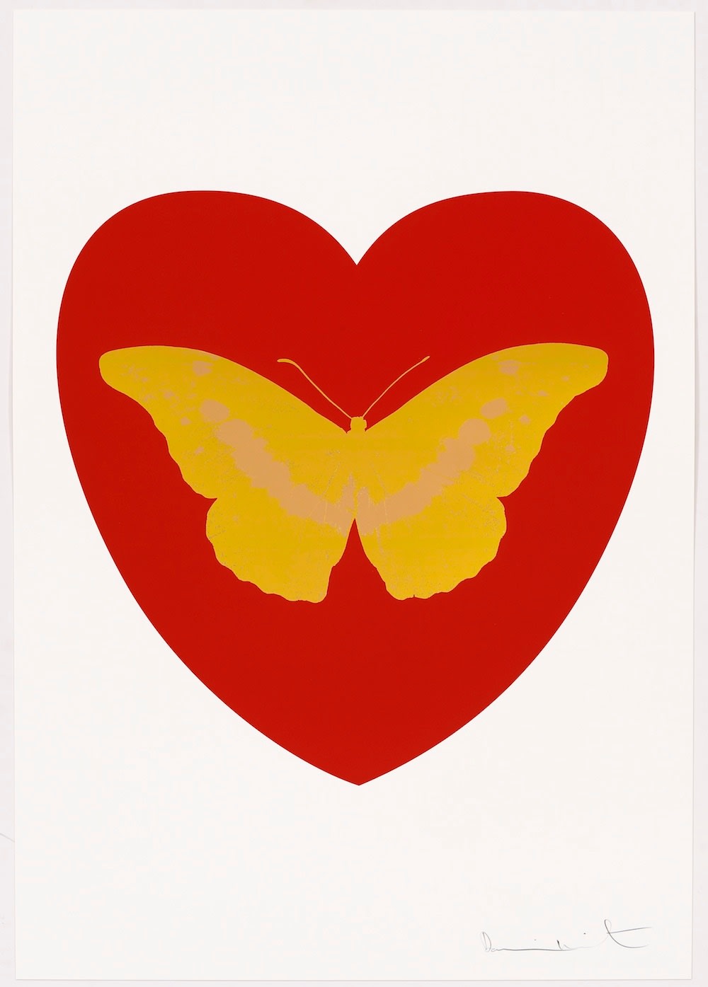 Damien Hirst, I Love You - red, oriental gold, cool gold, 2015