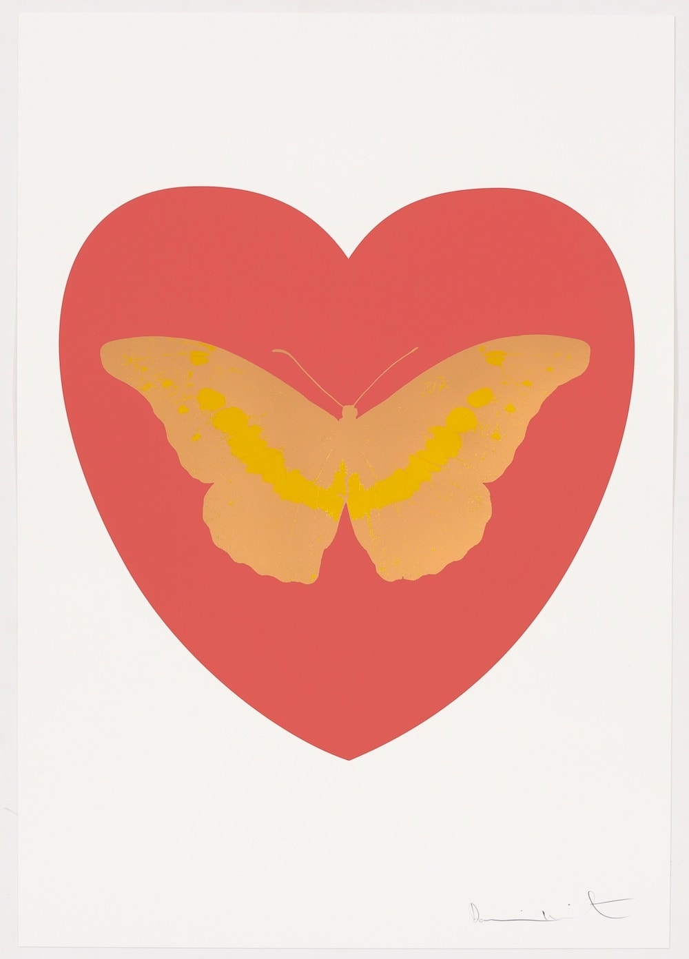 Damien Hirst, I Love You - coral, cool gold, oriental gold, 2015