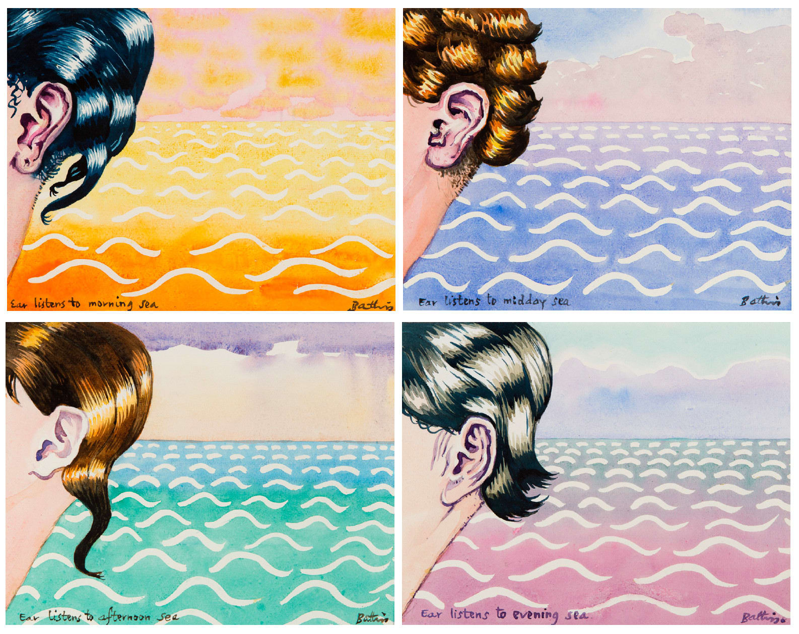 Walter Battiss, Mrs Thomas Leisure Bay - Ear listens to morning, midday, afternoon and evening sea