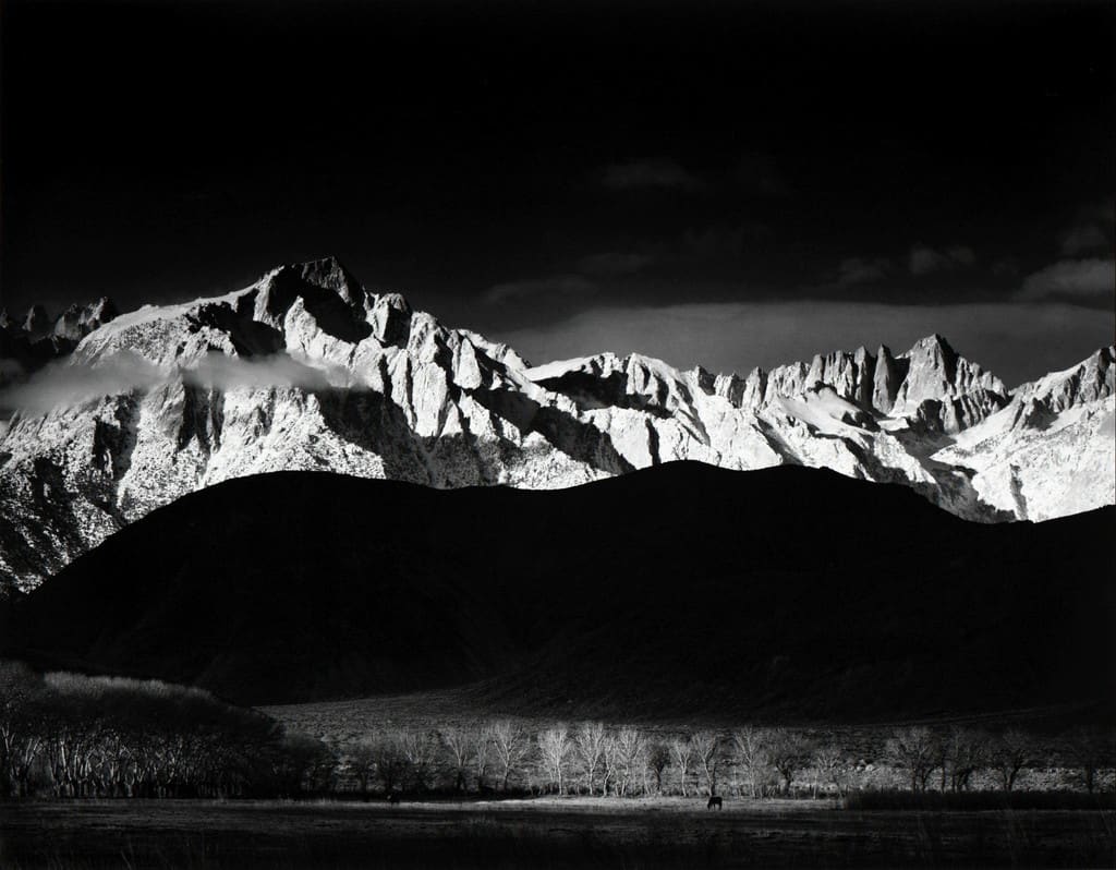 Ansel Adams, Winter Sunrise, Sierra Nevada from Lone Pine, CA, 1944 (Printed 1970's)