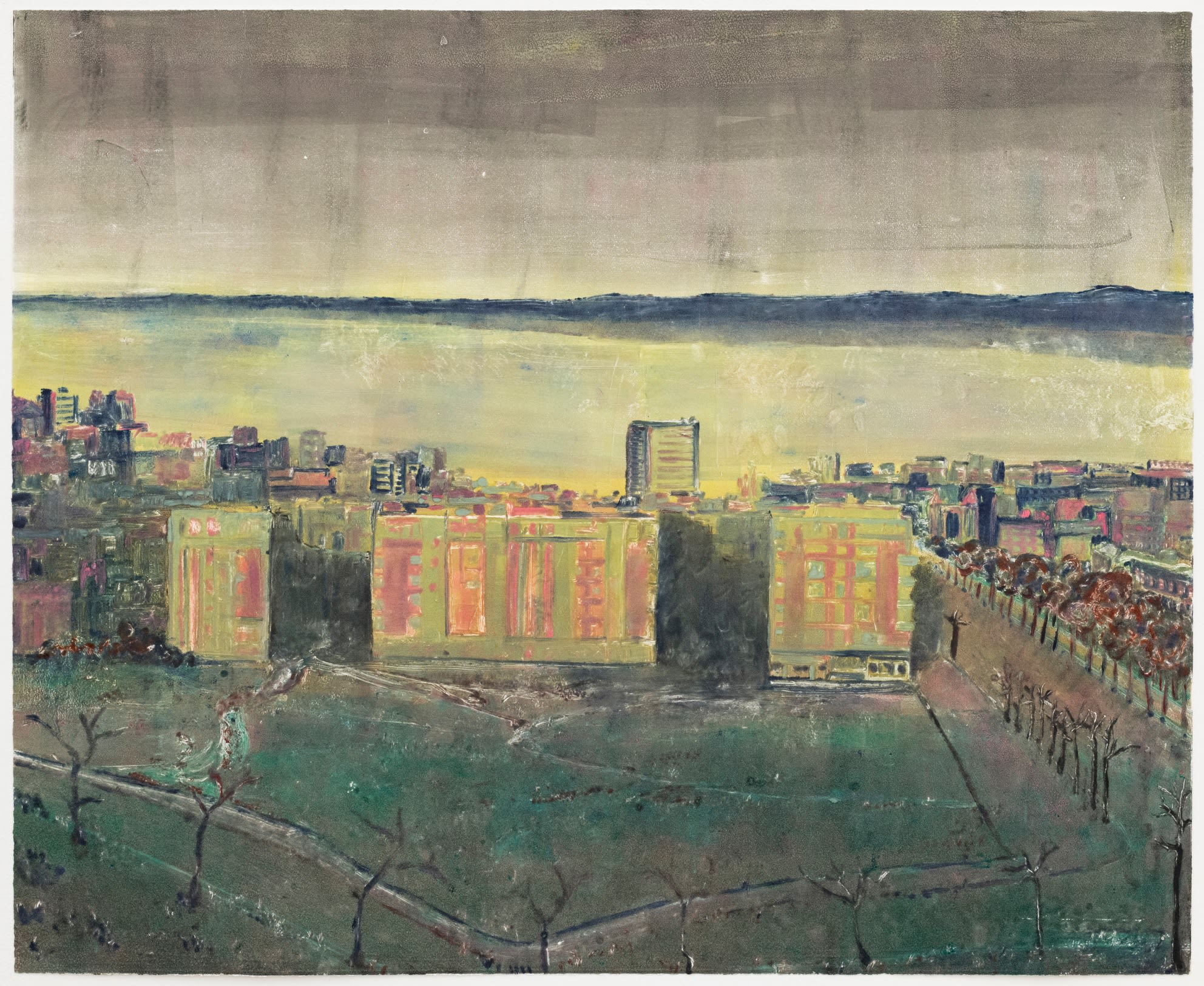 Andriu Deplazes, Blocs devant baie urbaine (Blocks in front of urban bay), 2023