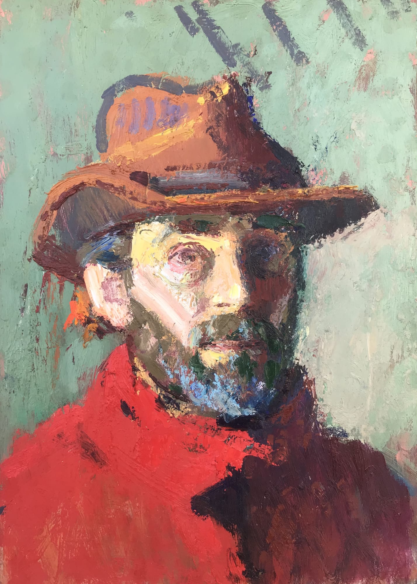 Alex Cree, Self portrait in a felt hat