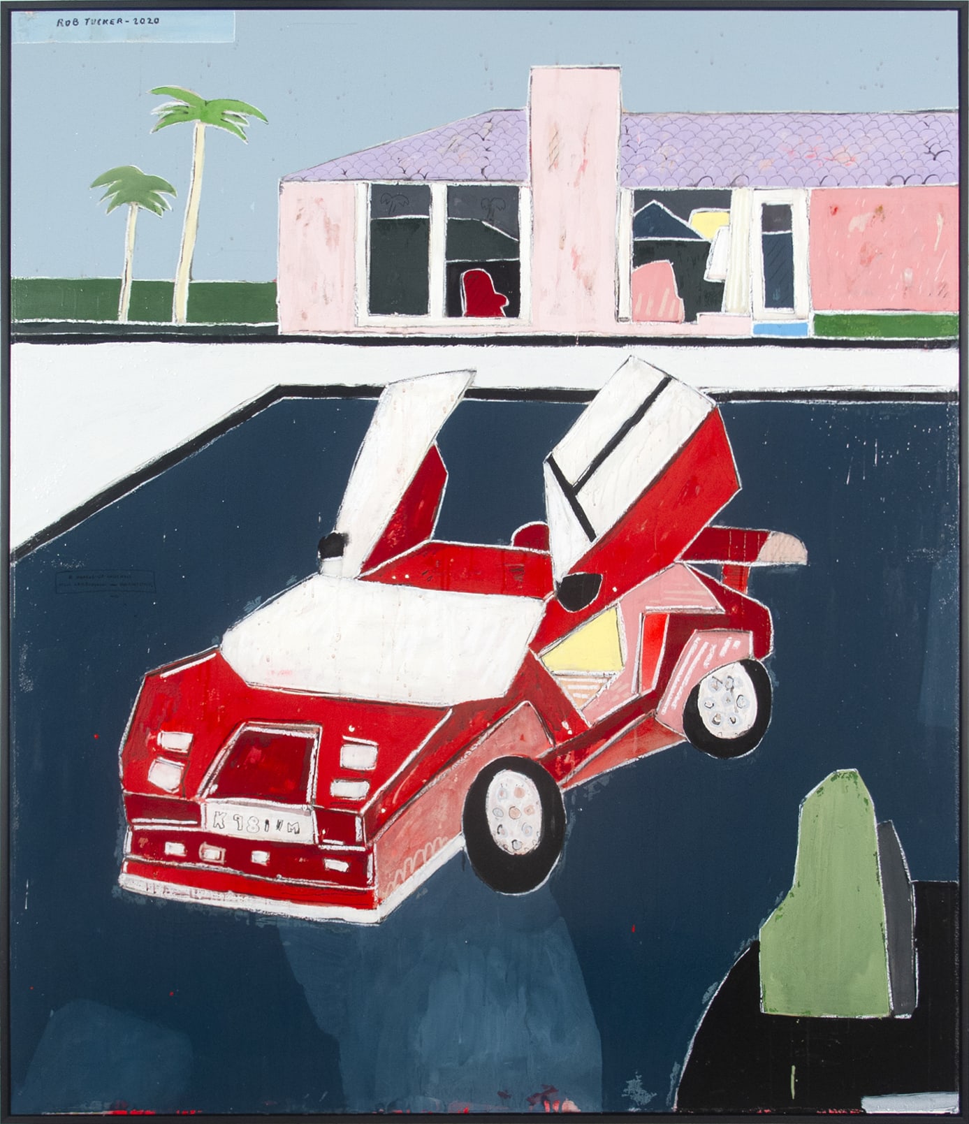Rob Tucker, A Parked-Up Hollywood Hills Lamborghini. Hockney Style, 2020