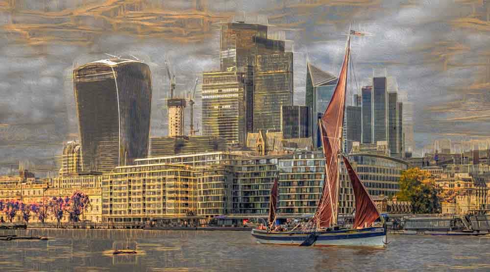 Duncan Wade, Barge and City , 2024