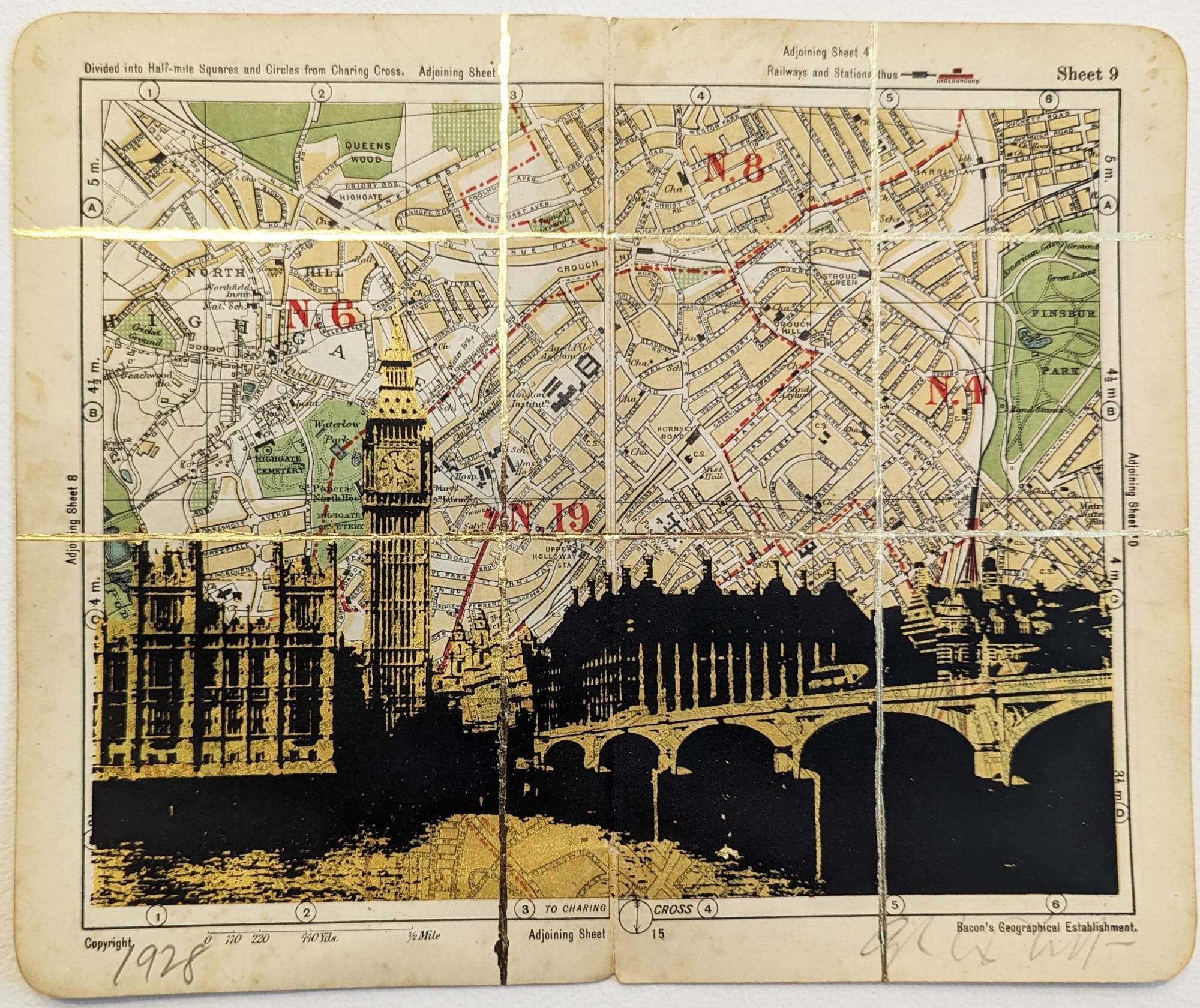 Angela Morris-Winmill, Westminster Bridge, Gold - Unframed, 2023