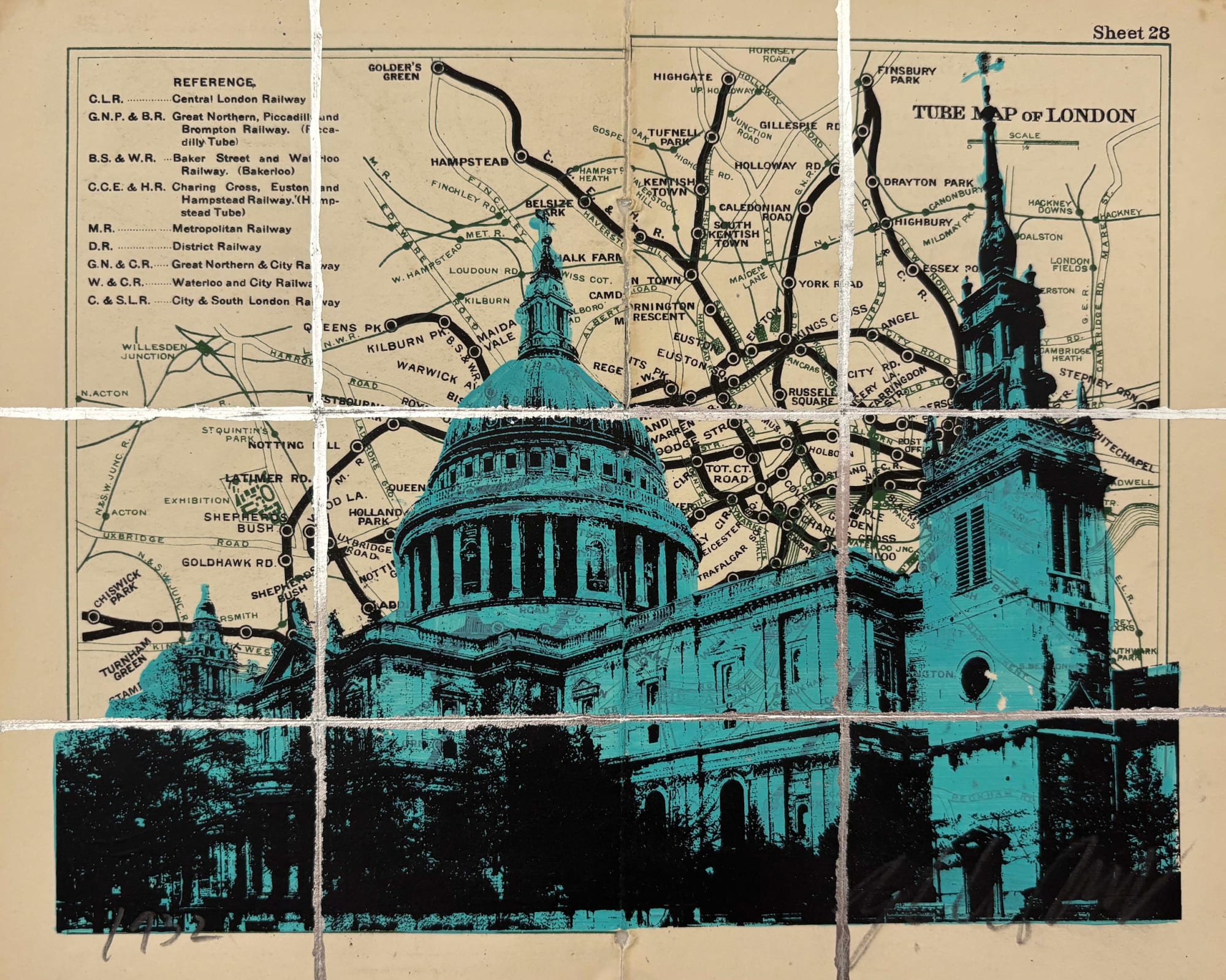 Angela Morris-Winmill, St Paul's and West Tower, Tiffany Ink, 1932