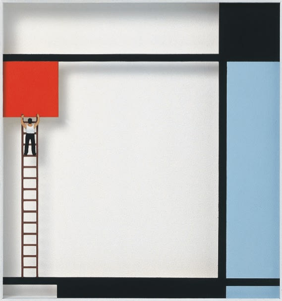 Volker Kuhn, Homage to Piet Mondrian 'Mondrian at work'