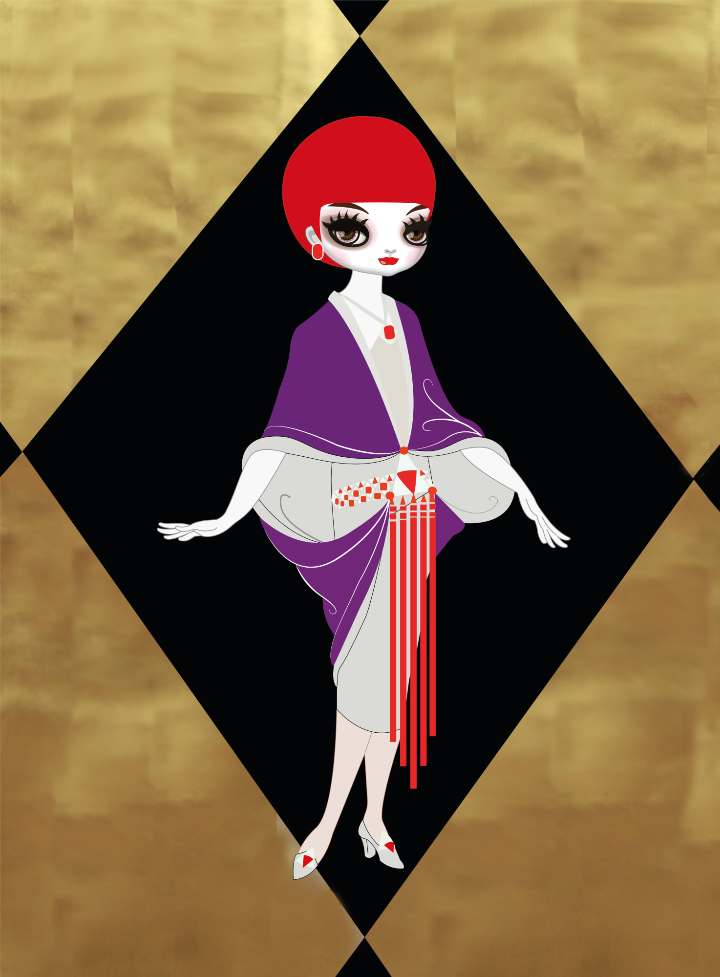 Mari Kim, Manhattan Mary III (homage to Erte), 2018