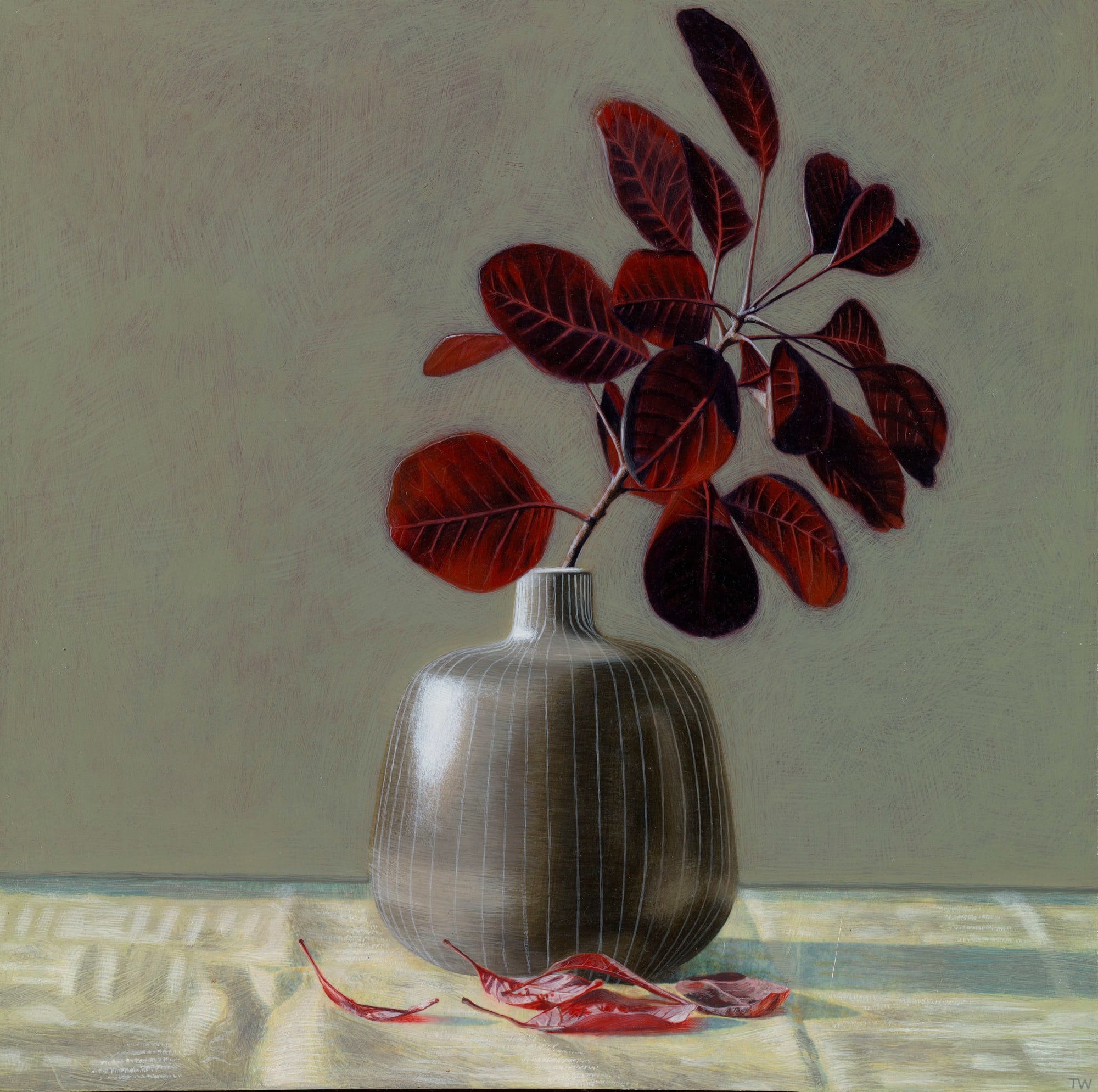Tom Wood, 4. Cotinus in Grey Vase, 2022