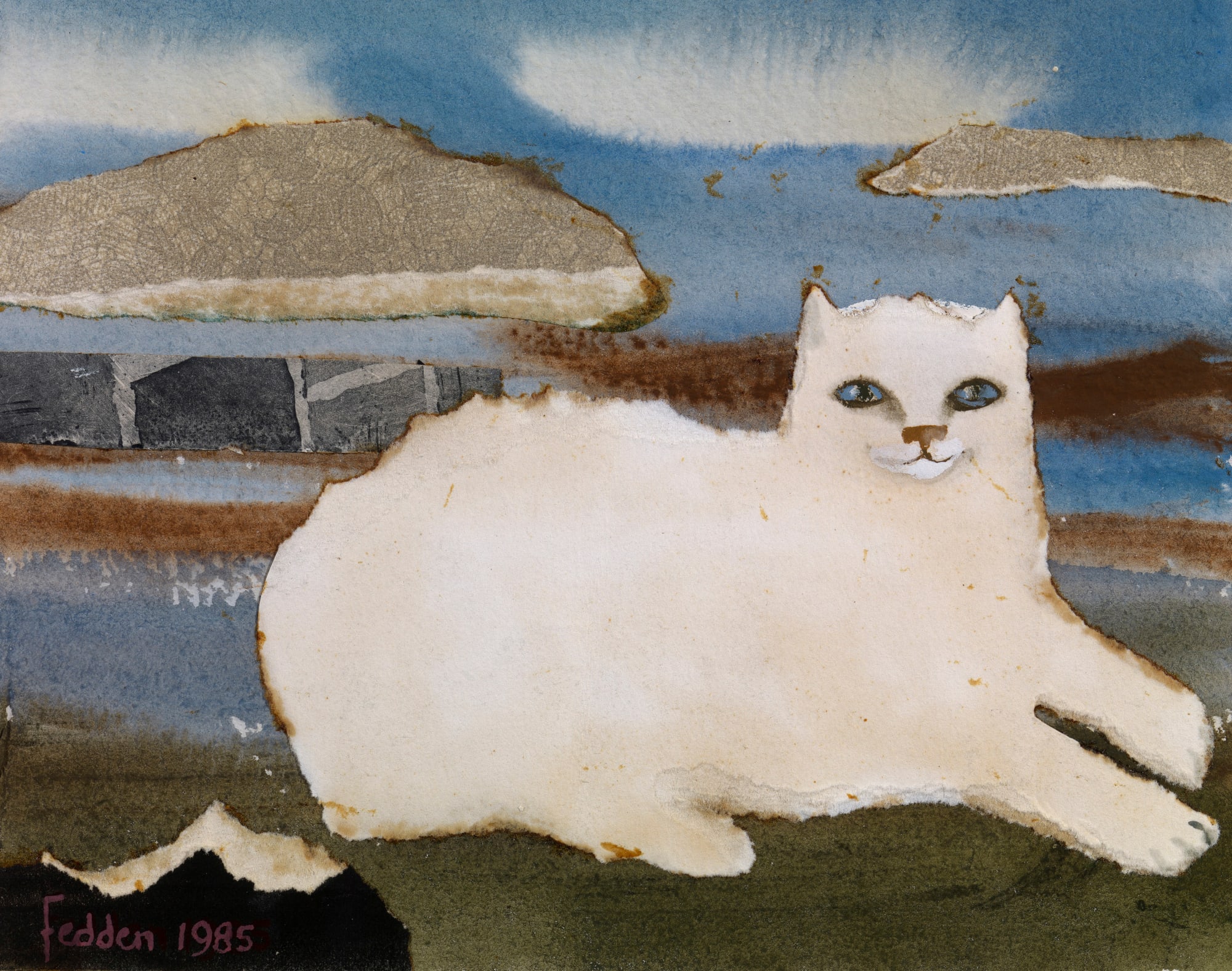 Mary Fedden, White Cat, 1985