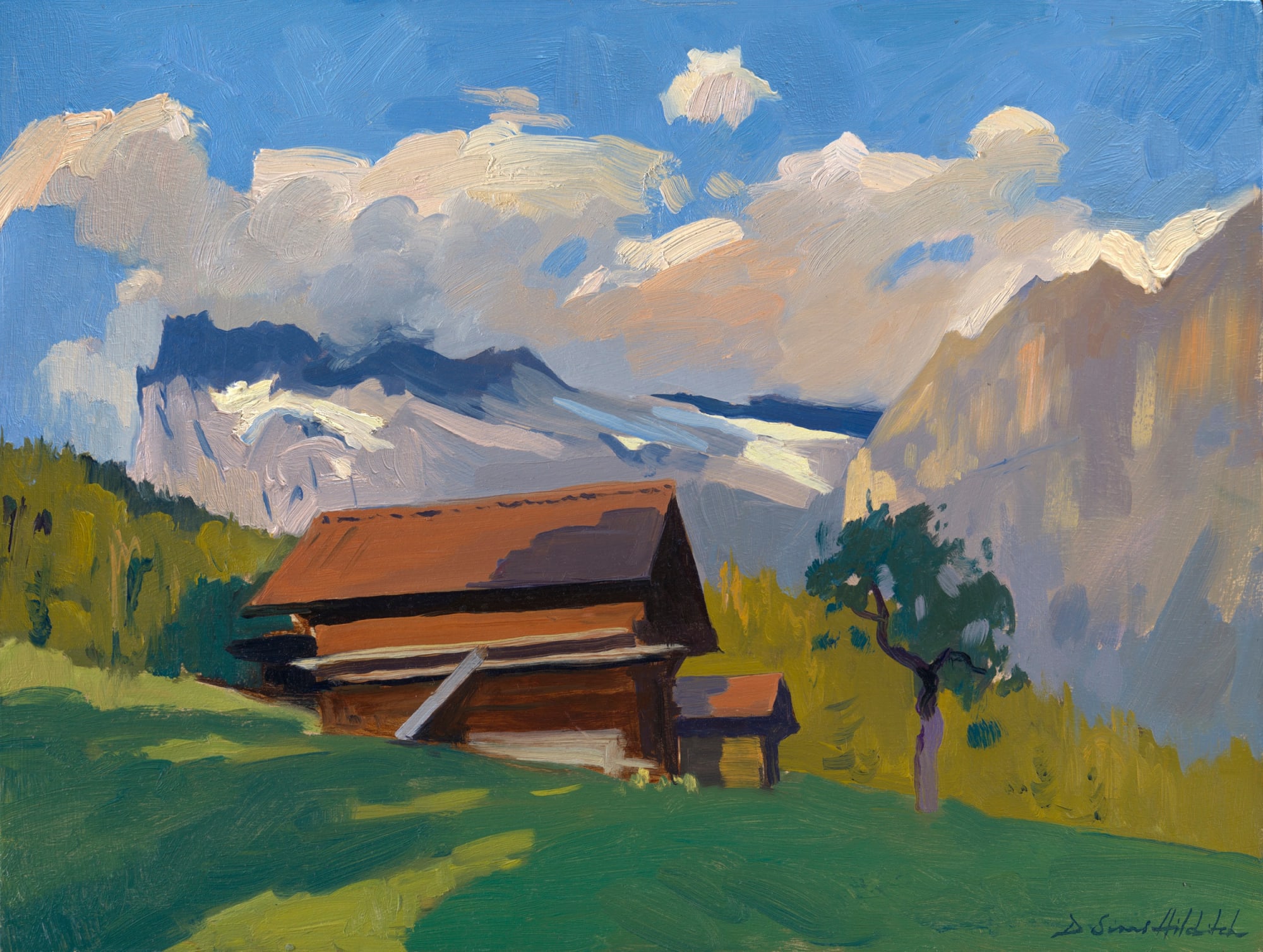 Daisy Sims Hilditch, 70. September evening light towards the Wetterhorn