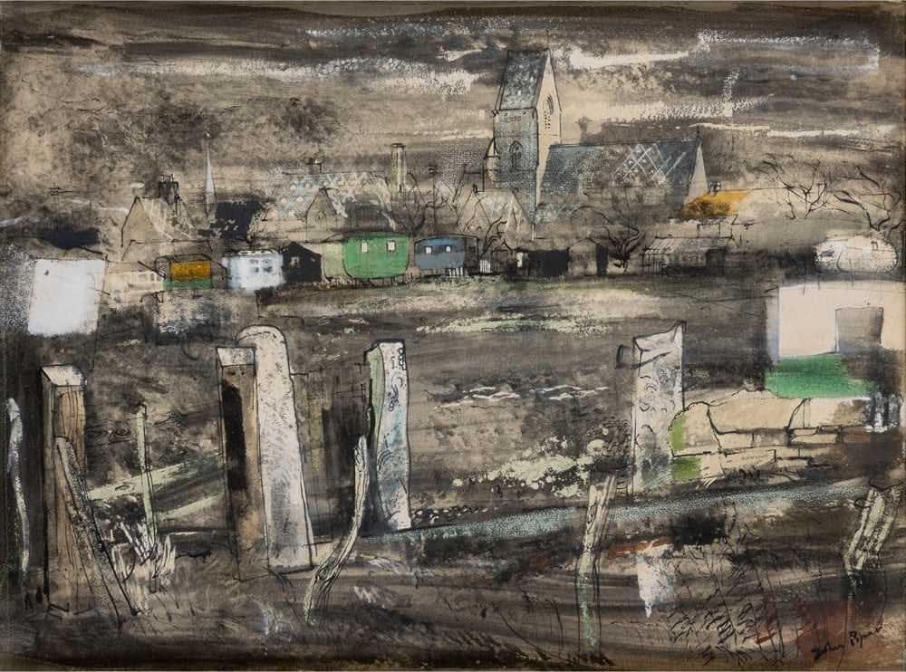 John Piper, Towyn Church and Holiday Camp, Rhyl, Wales, circa 1950