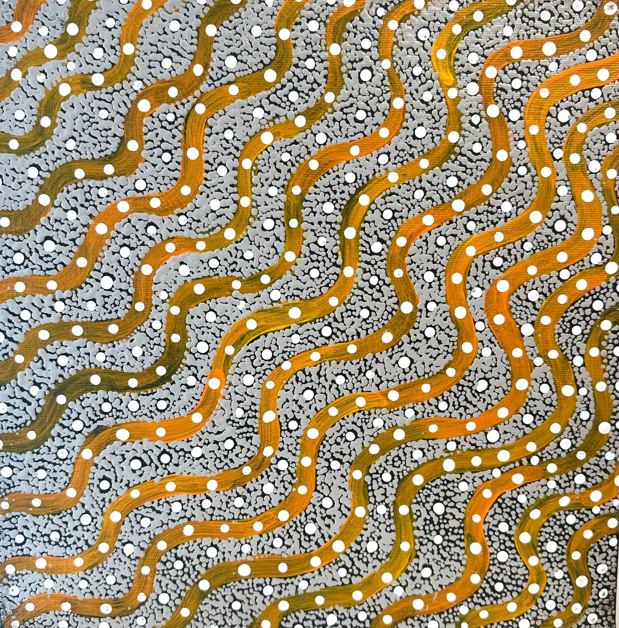 Aboriginal Art, Geraldine Napangardi Granites - Ngalyipi Jukurrpa - Puturlu (Snake Vine Dreaming), 2024