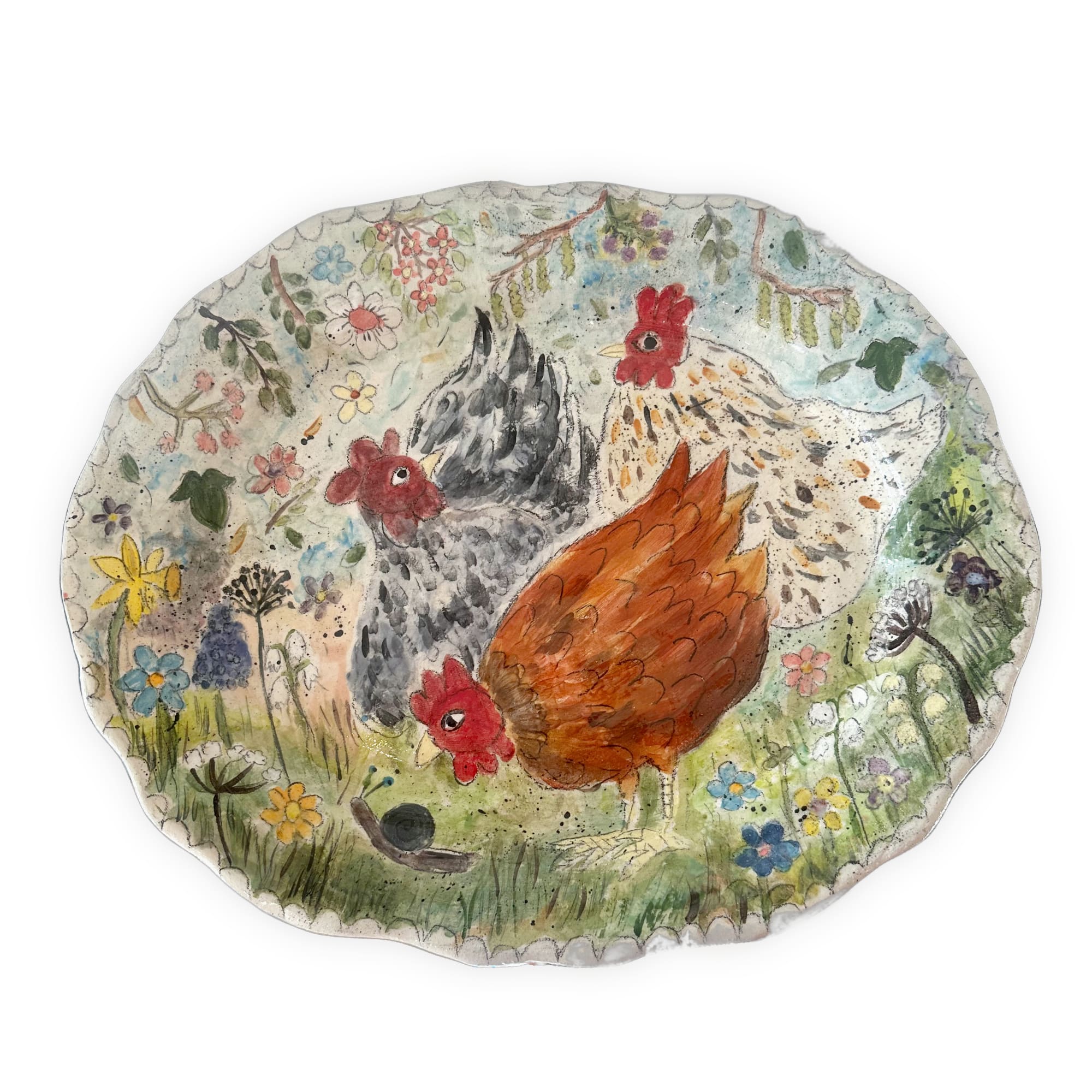 Amelia Tuttiett, Three French Hens Platter, 2025