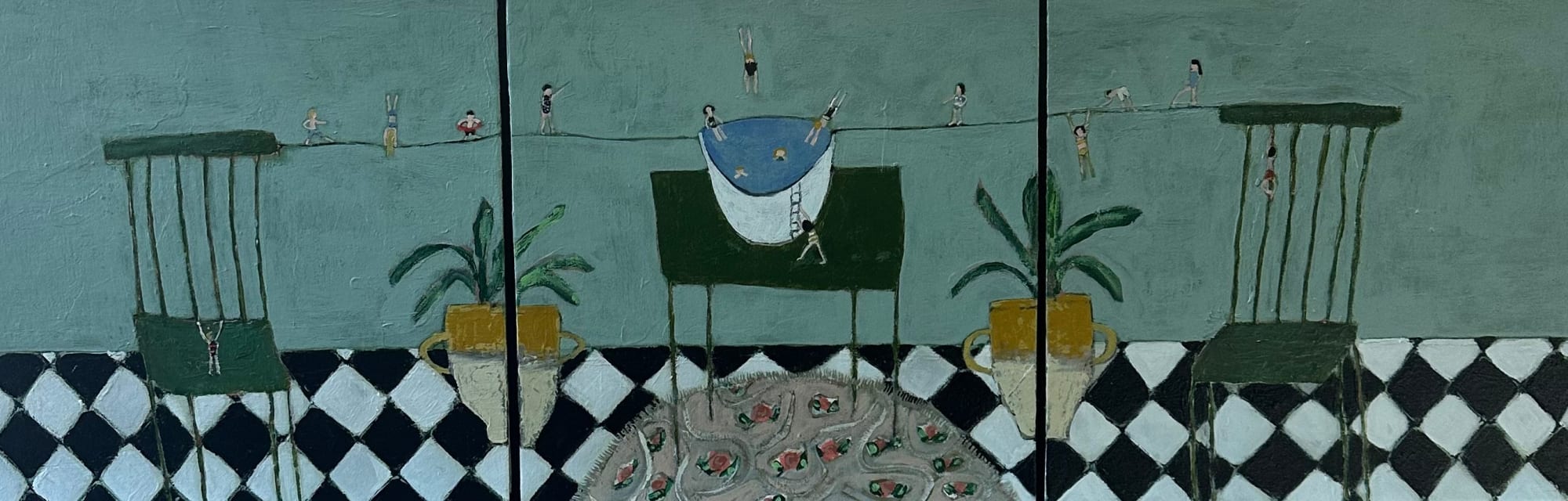 June Hughes, Tightrope Triptych, 2024