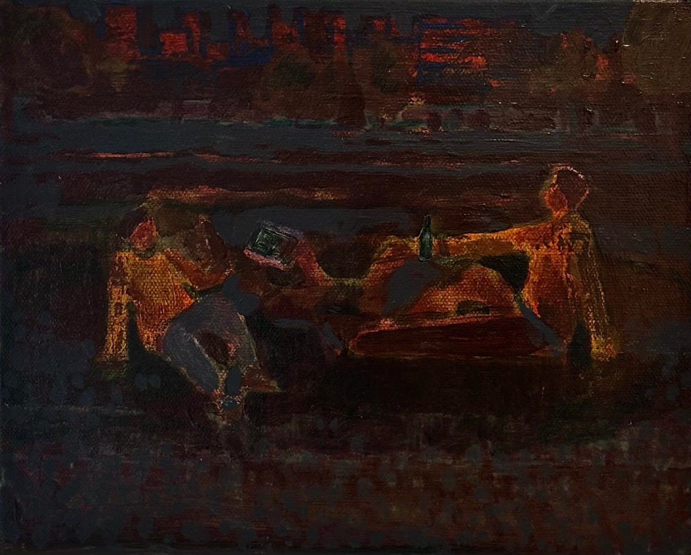 Oliver Hoffmeister, Three Figures, Two Drinks, 2024