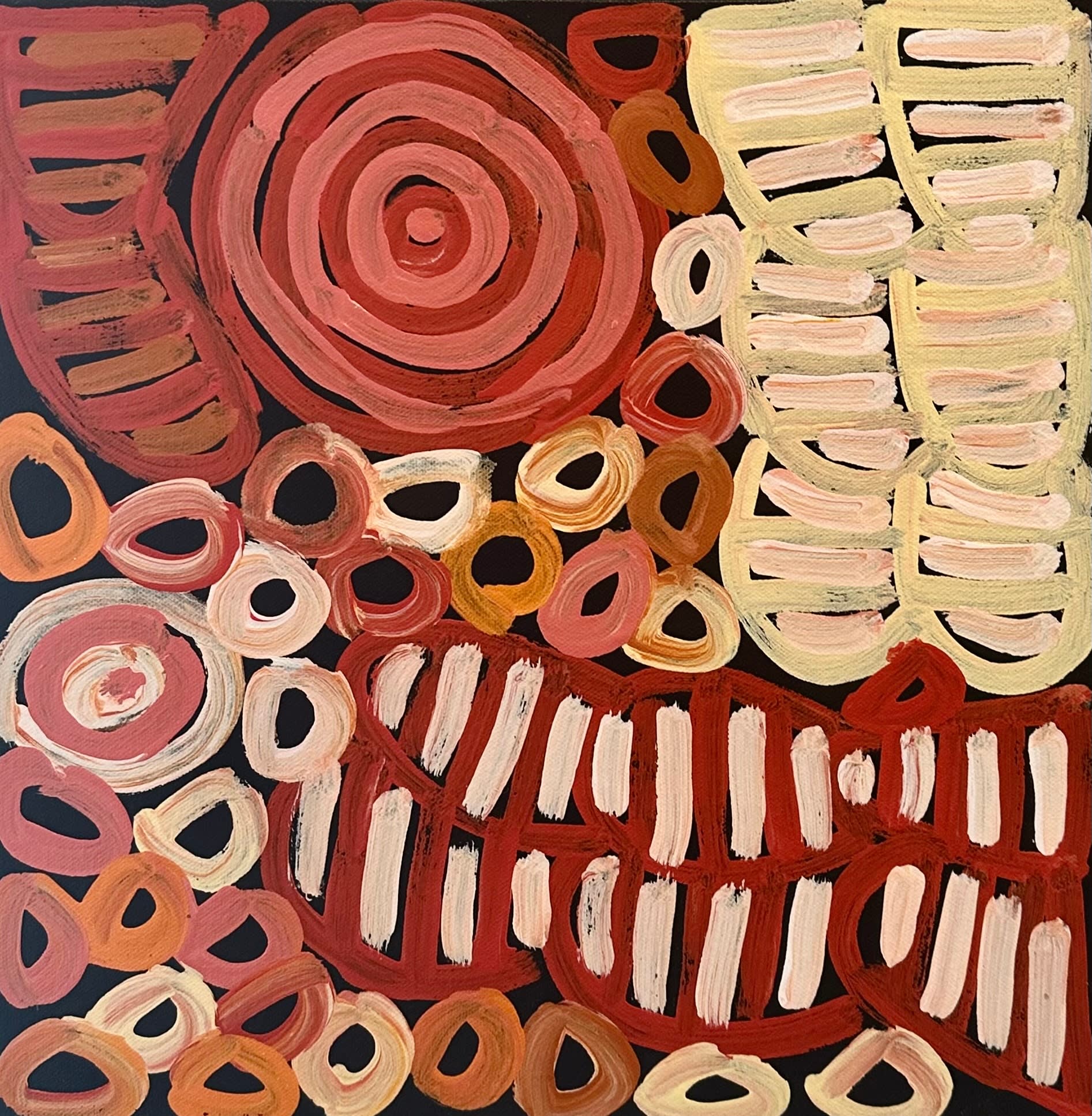Aboriginal Art, Dora Mbitjana - Awelye and Bush Melon