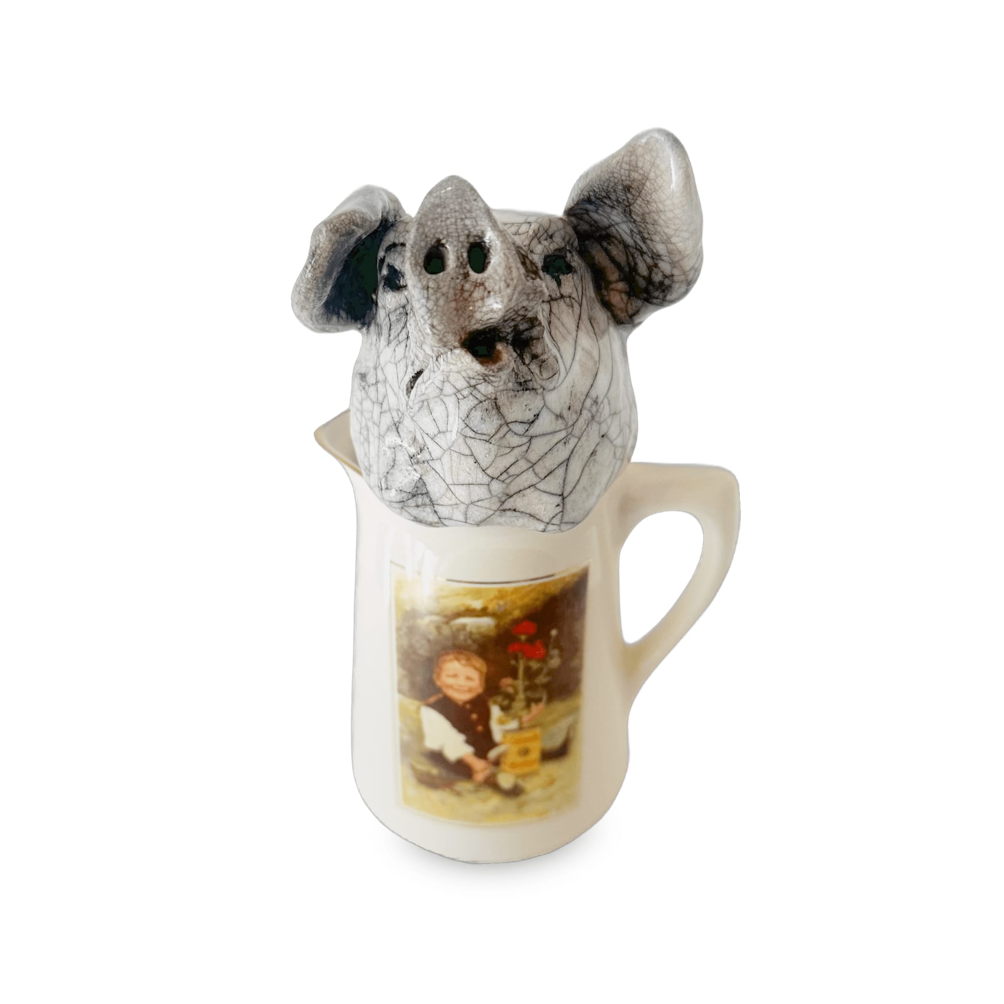 R & B Ceramics, Porky Pie in Colman's Mustard Jug, 2025