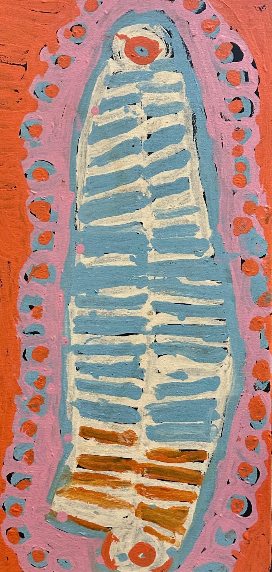 Aboriginal Art, Murdie Nampijinpa Morris - Malikijarra Jukurrpa XIII (Two Dogs Dreaming)