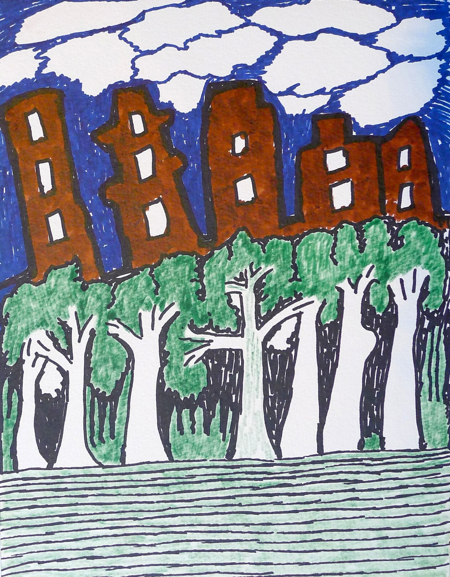 Jimmy Pike, London skyscape seen from Russell Square