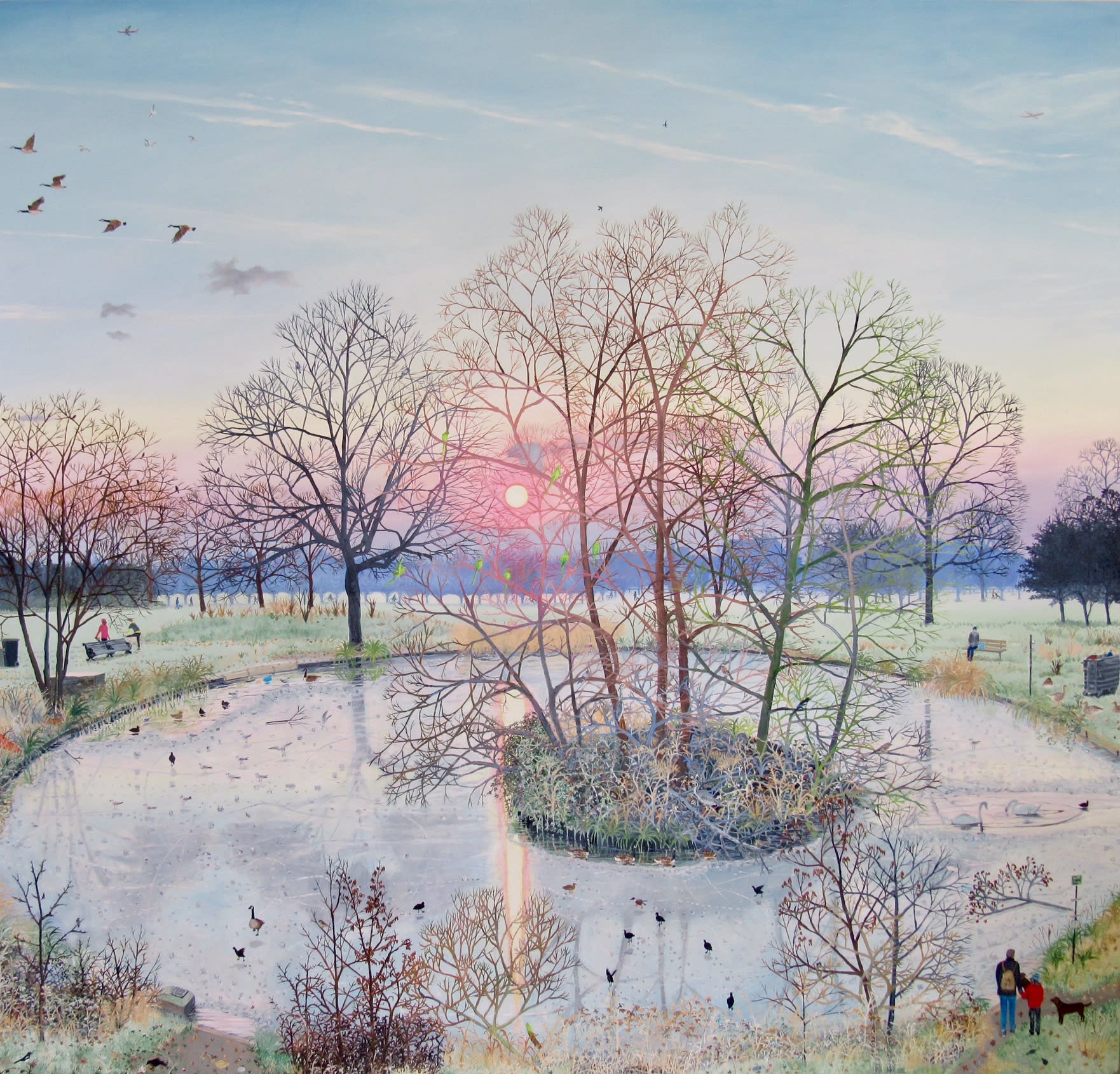 Emma Haworth, Sunset Over Frozen Pond, 2017