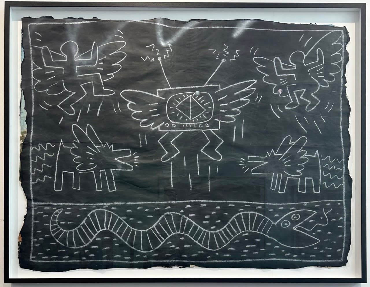 Keith Haring, TV Angel And Snake With Dog Large, 1980's