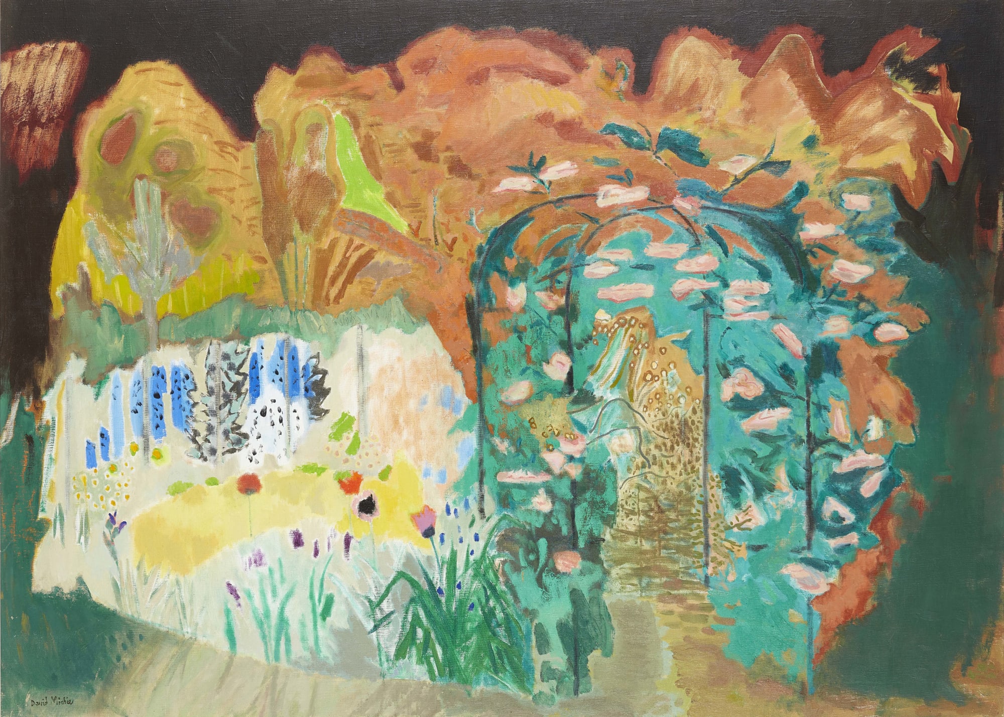 David Michie RSA, Garden with Rose Trellis