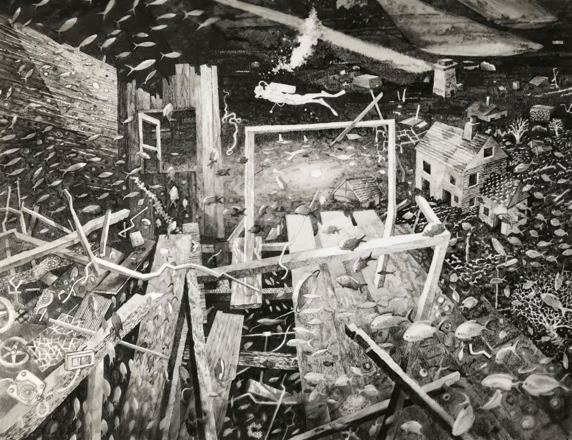 Gerry Davies, Flood Story: One day some one will scuba dive over your house, 2024