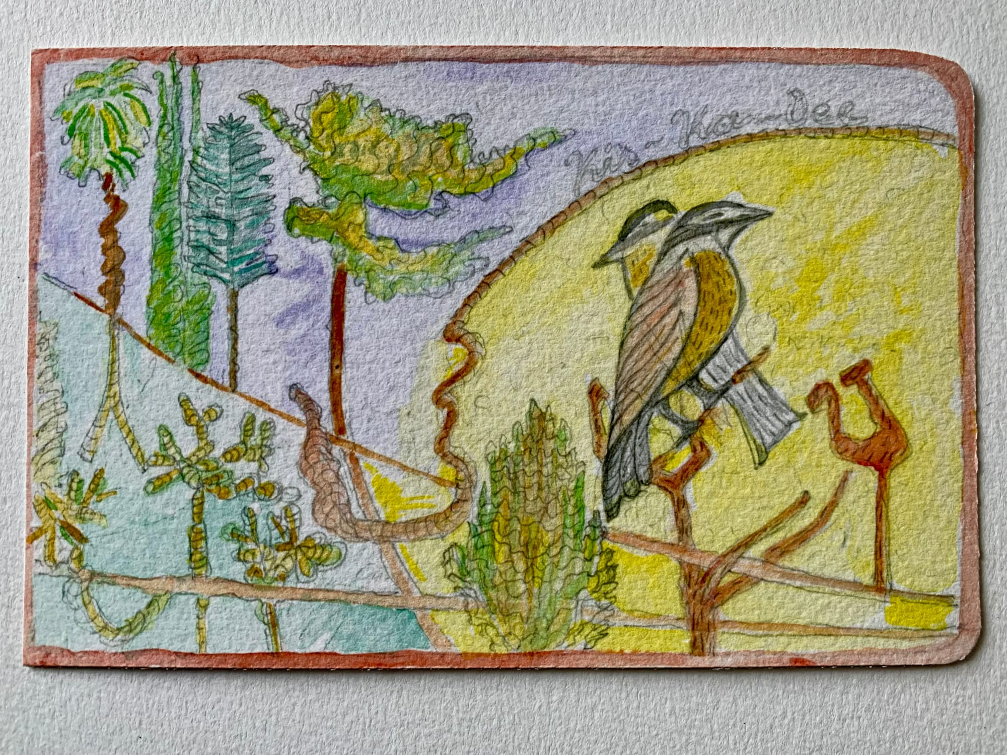 Fiona Dean RSA, Landscape Offerings: Remembered landscapes: Maquette 1 multiples: note ii, san felipe del agua, trees, birds, song