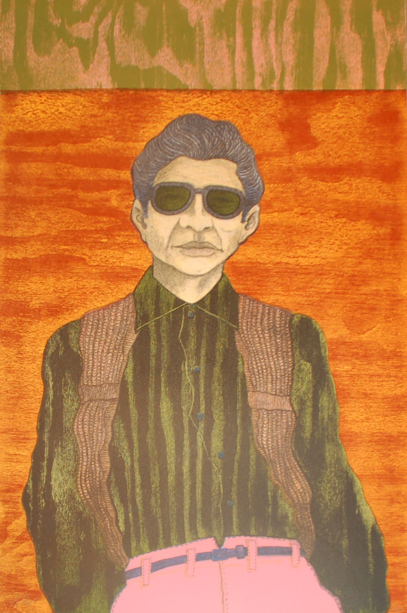 César A. Martínez, Pantalón Rosa Printed by Peter Webber of Austin, Texas, 1992, Lithograph, 35 x 23"