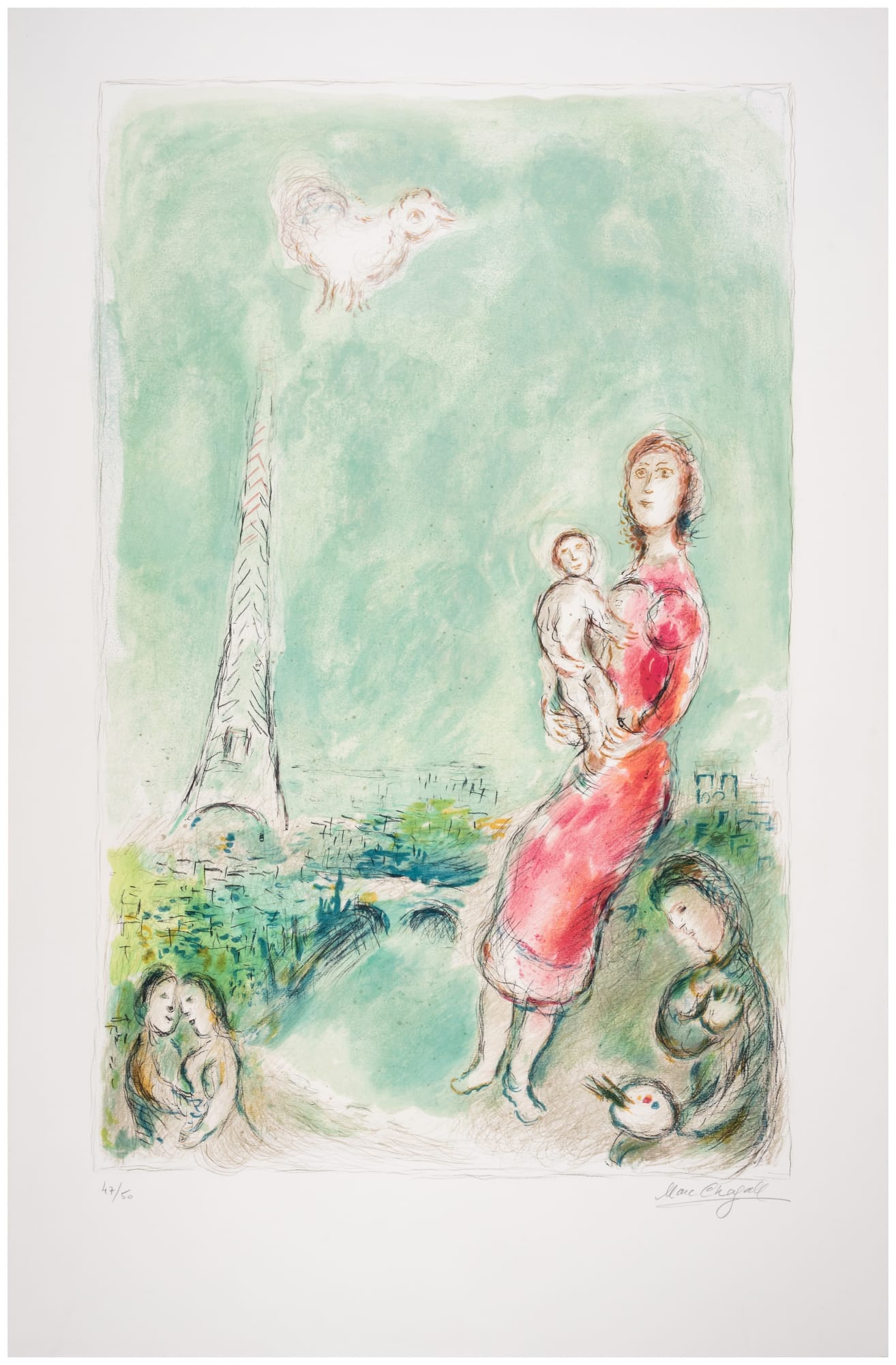 Marc CHAGALL, Maternité Rouge, 1980