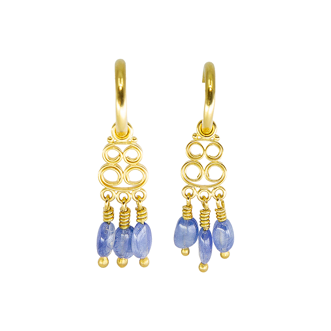Nanci Modica, Scroll Drops with Sapphire Beads