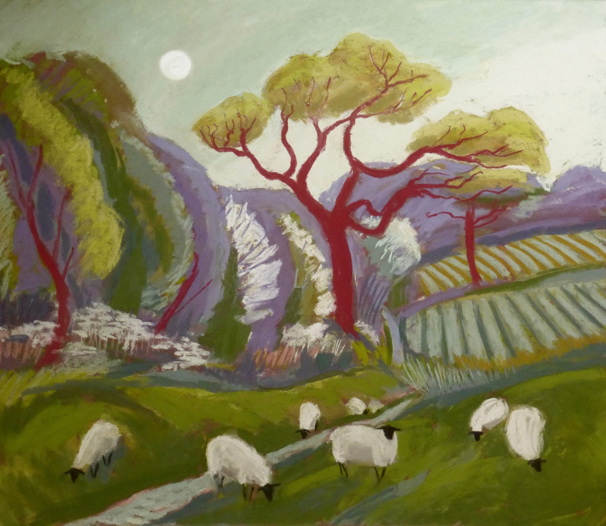 Sue Campion, Springtime Lane near Wentnor, Shropshire, 2024
