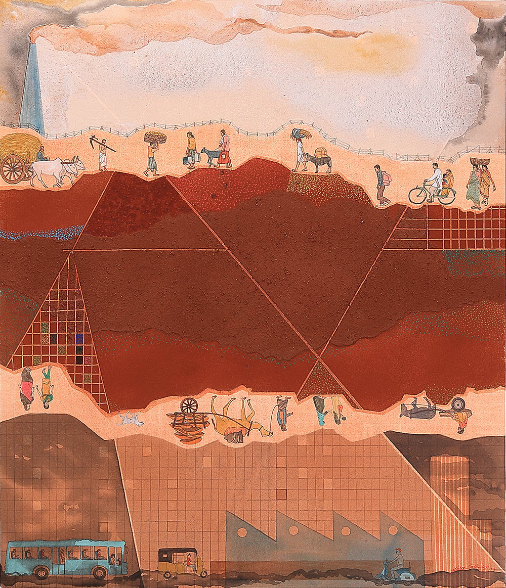 Chippa Sudhakar, Departure 3 Acrylics and soil on Canvas 2023, 2023