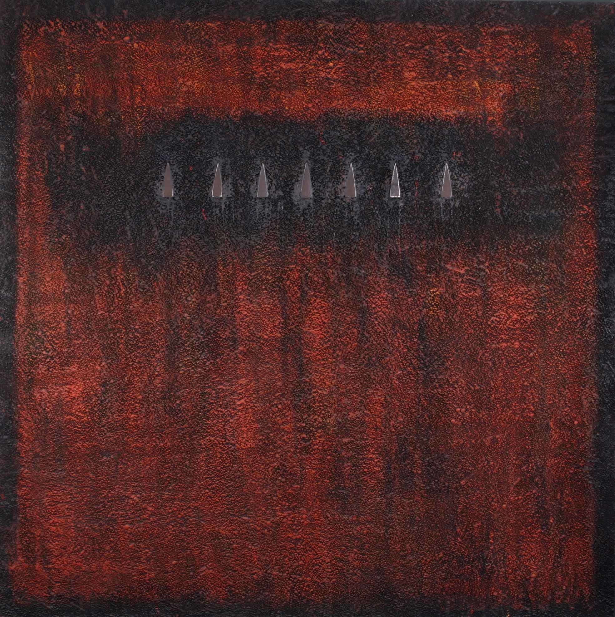 Helen Comerford, Earth Painting with 7 Steel Triangles, 2007