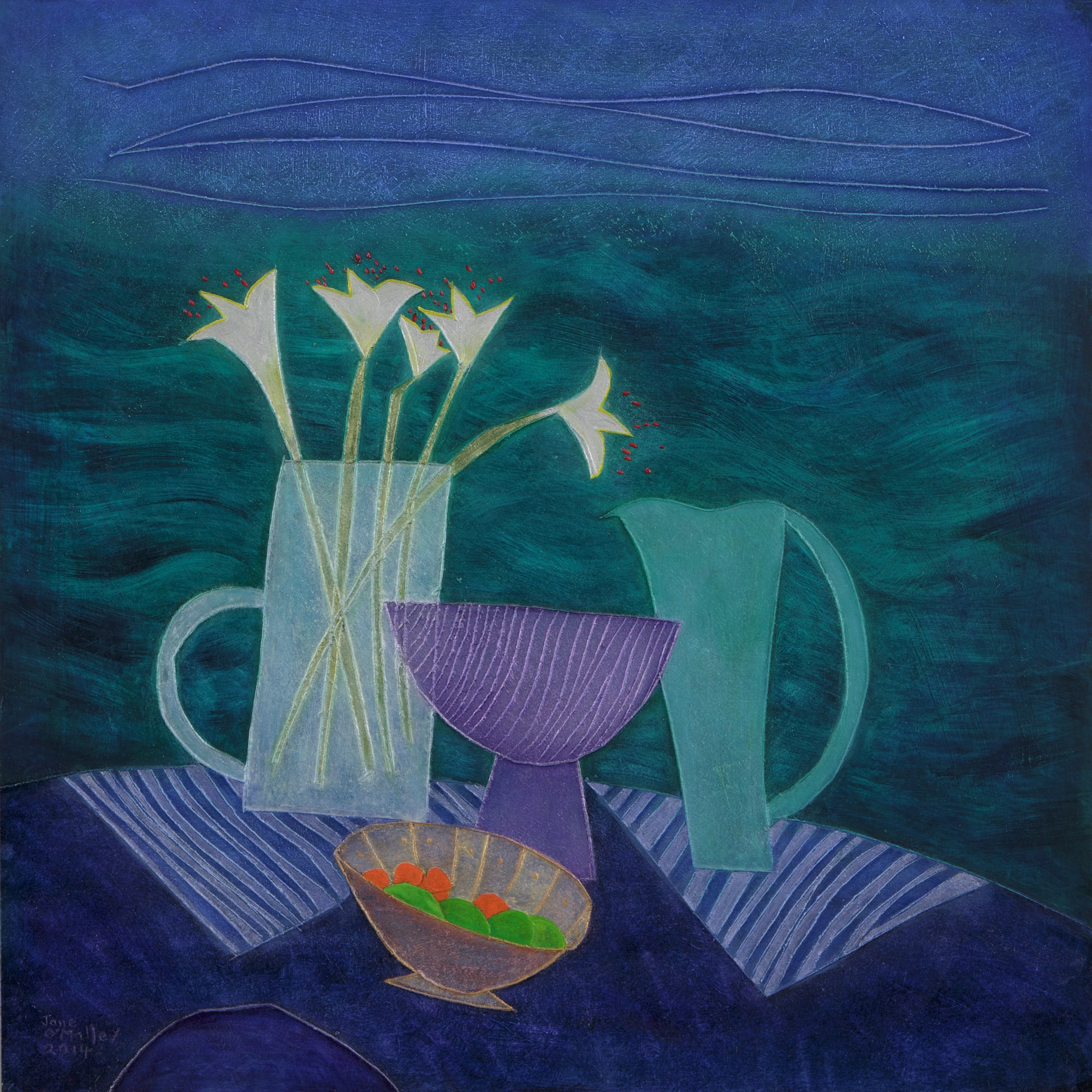 Jane O'Malley, Silver Flowers - Night Sea - St Ives, 2014