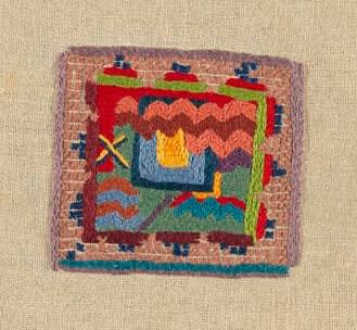 Katherine Porter In Naxos, 1974 embroidery on linen 8 1/4 x 8 3/4 inches