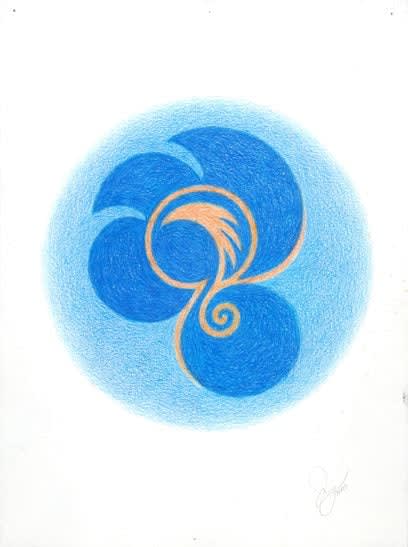 Jack Youngerman Blue/Sachem, 2003 Signed and dated lower right colored pencil on paper 11 1/2 x 9 inches