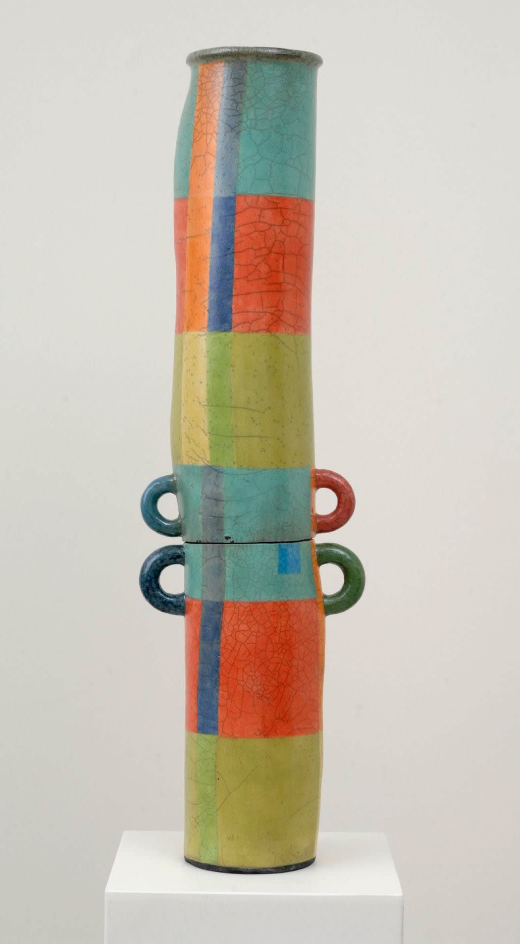 Diane Mayo Untitled #39, 2009 raku fired ceramic 39 1/4 x 6 1/2 inches
